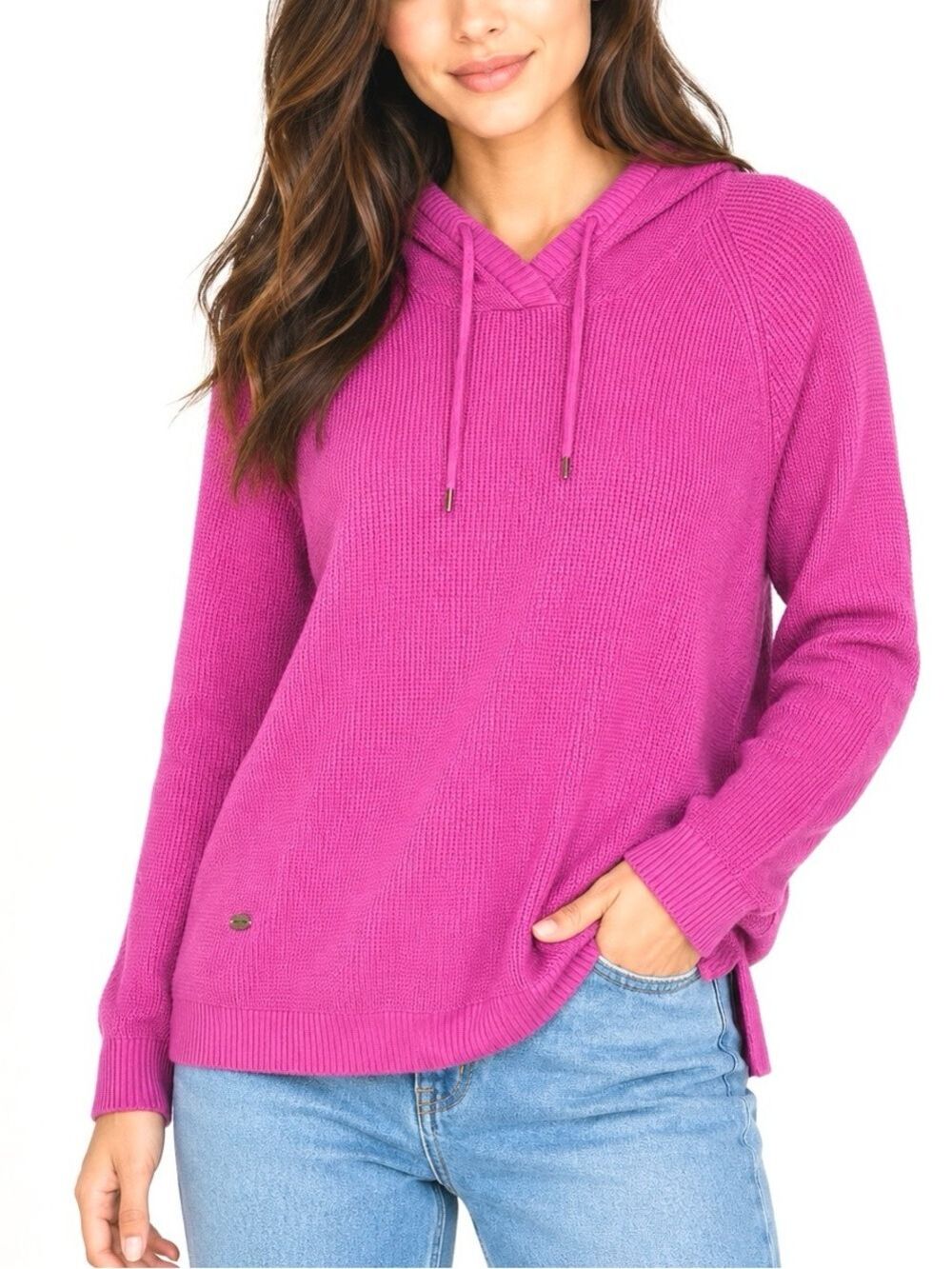 Ralph Lauren Black Label Pink Waffle Knit Pullover Sweater Hoodie size large
